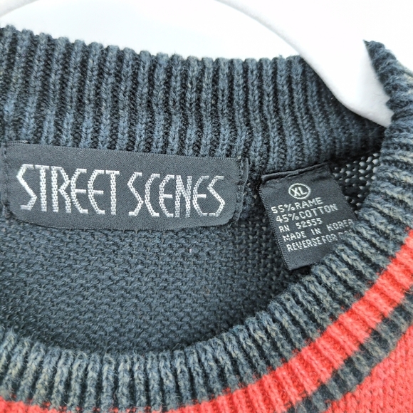 Vintage X Street Scenes VTG 80s 90s Colorblock Sweater Tribal‎ Streetwear XL - Picture 6 of 7